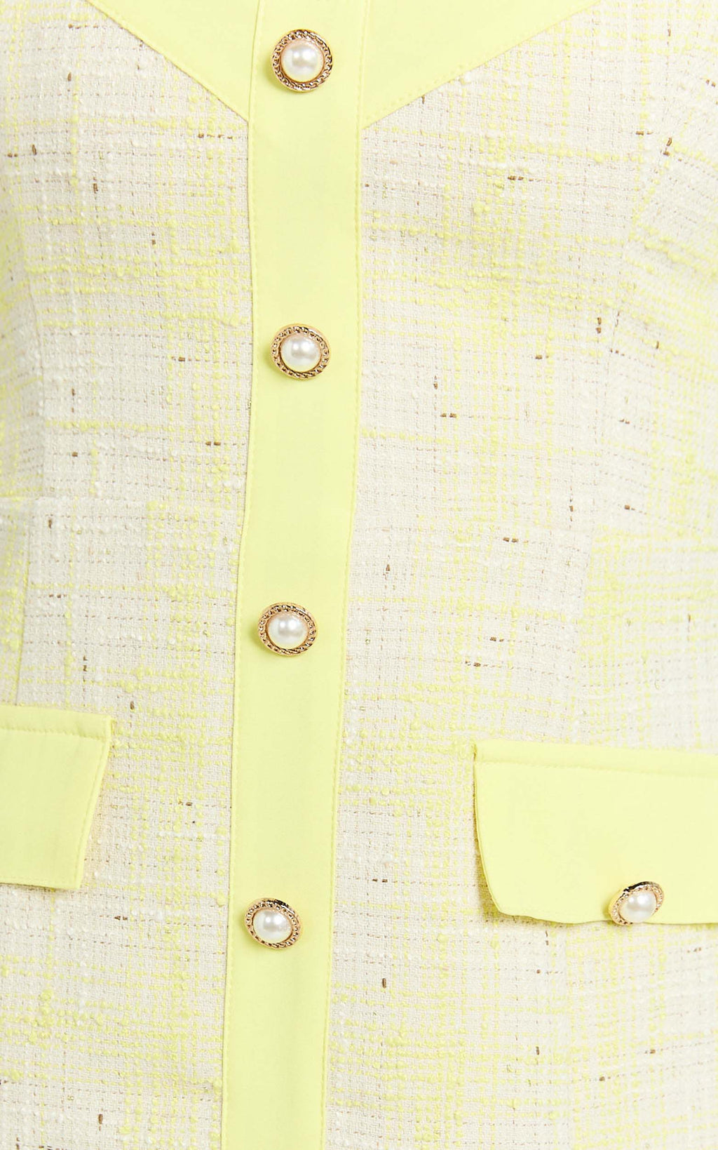 Jada Mini Dress - Sweetheart Neckline Button Up Dress with Hardware Detail in Lemon
