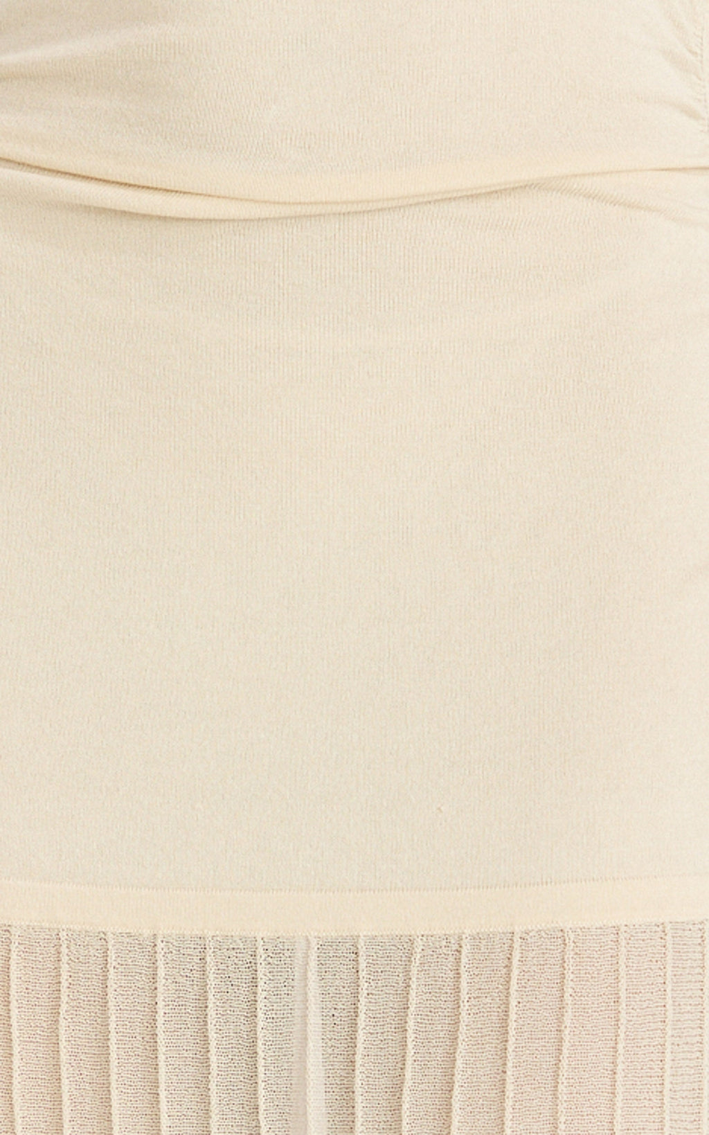 Roxy Maxi Dress - One Shoulder Pleated Skirt Knitted Dress in Cream