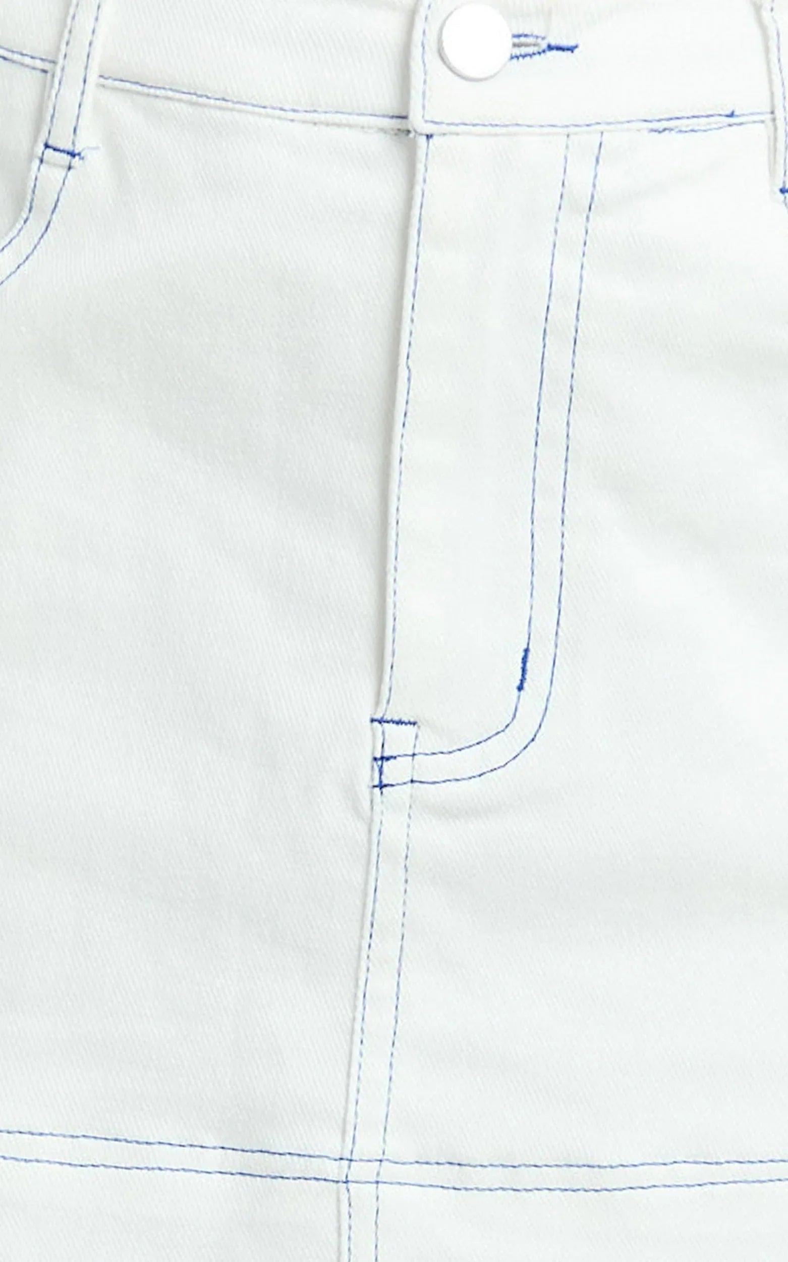 Richelle Skort - Mid Waisted Mini Skirt With Contrast Stitch Detail in Off White
