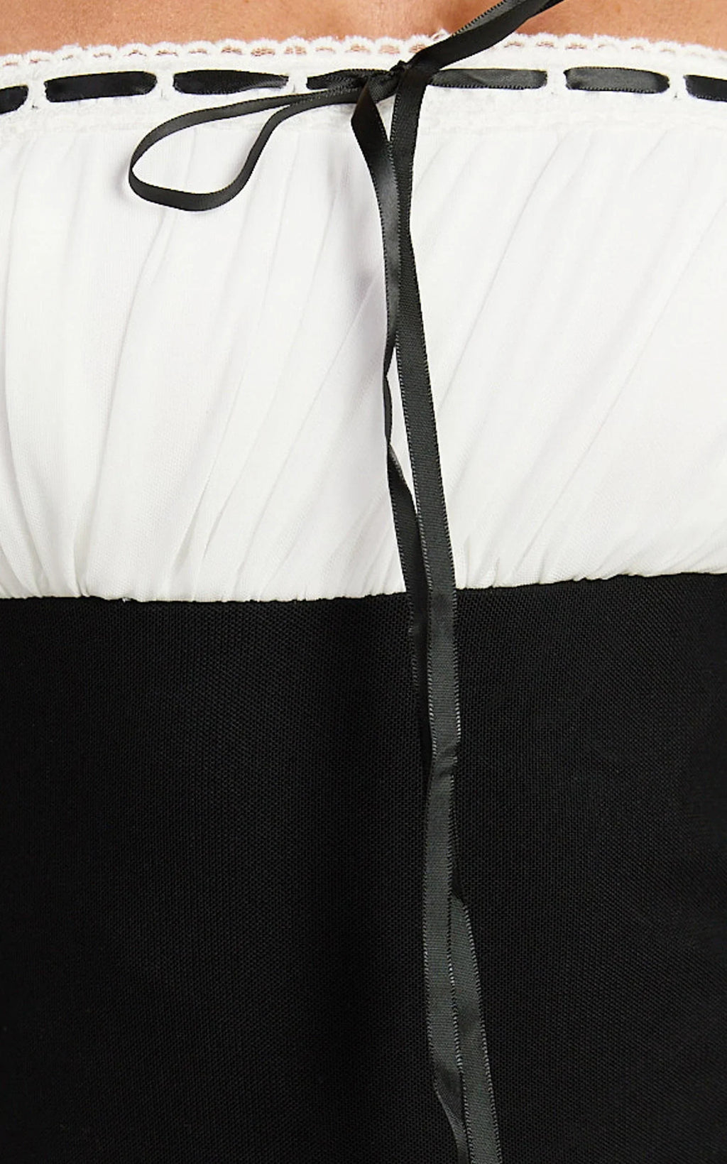 Emelia Midi Dress - Strappy Straight Neck Ruched Bust Dress in Black