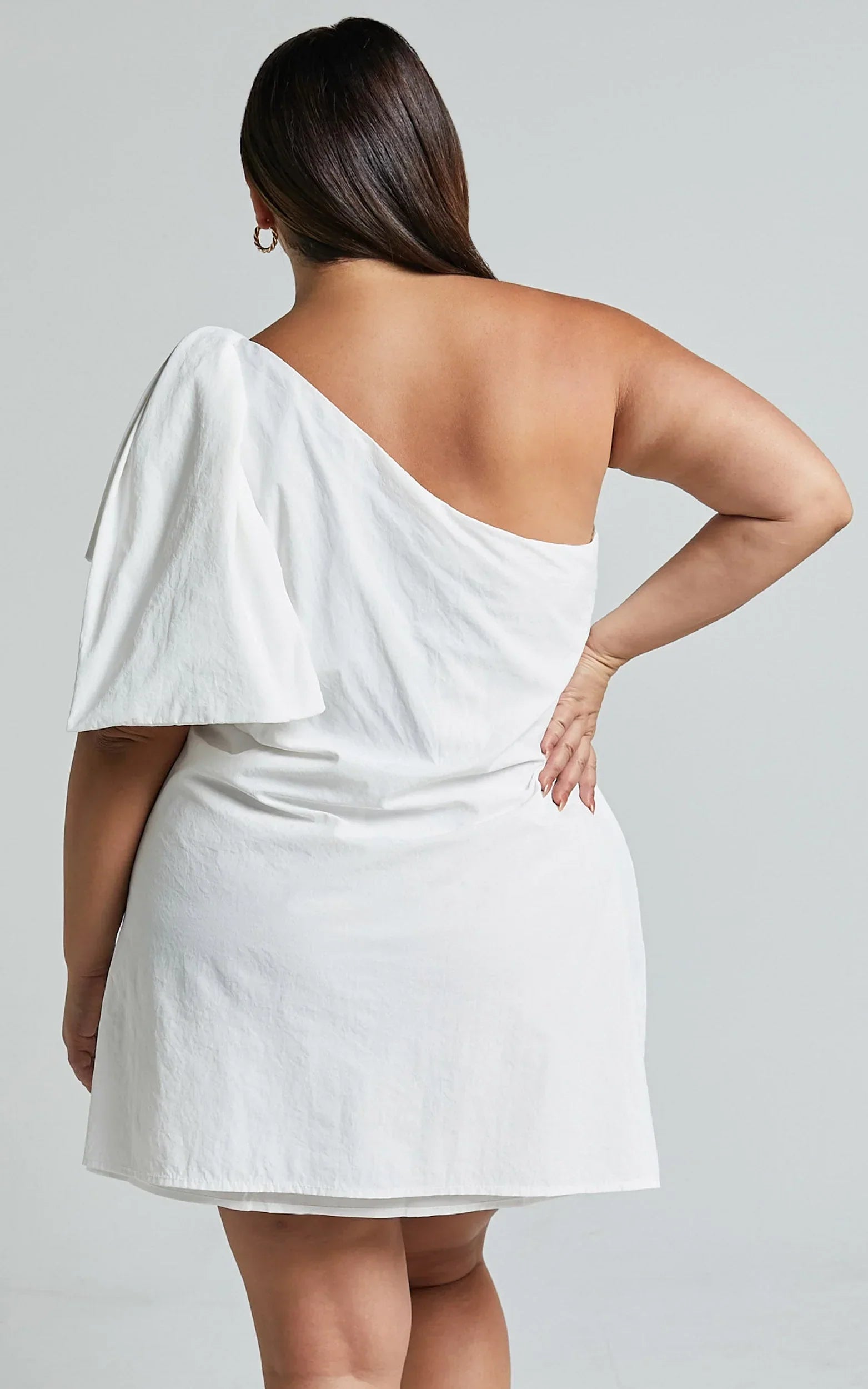 Khirara Mini Dress - One Shoulder Bow Detail Dress in White