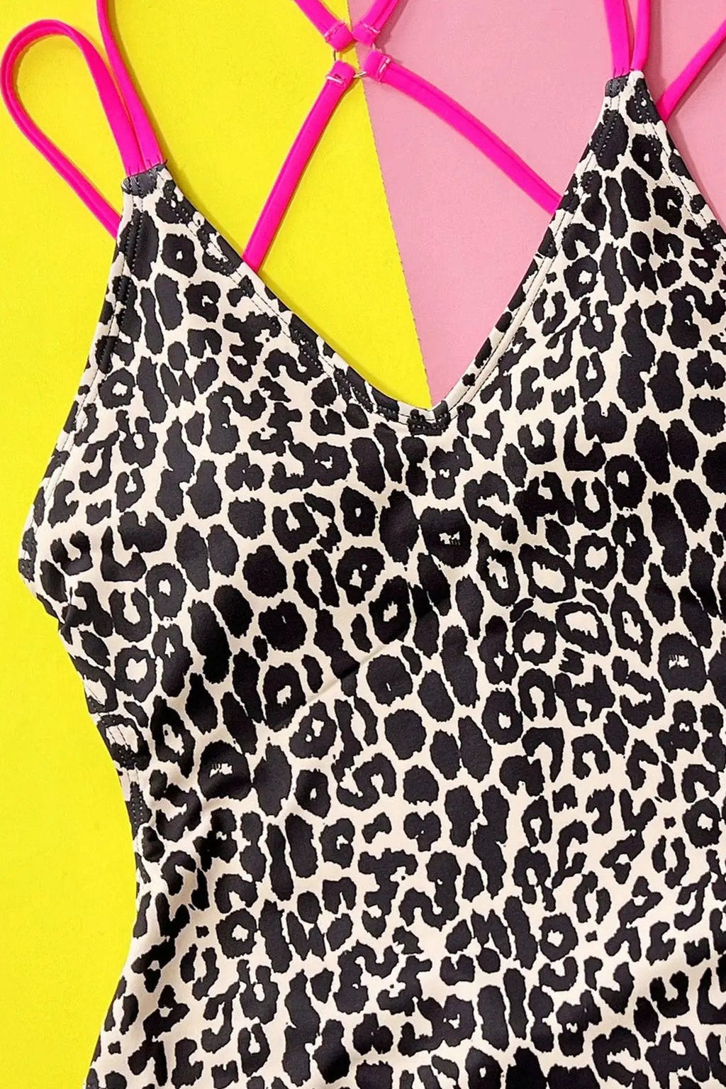 Leopard Print Hot Pink Strappy Back Ruched Butt Ultra Cheeky Sexy Monokini 1Pc Swimsuit