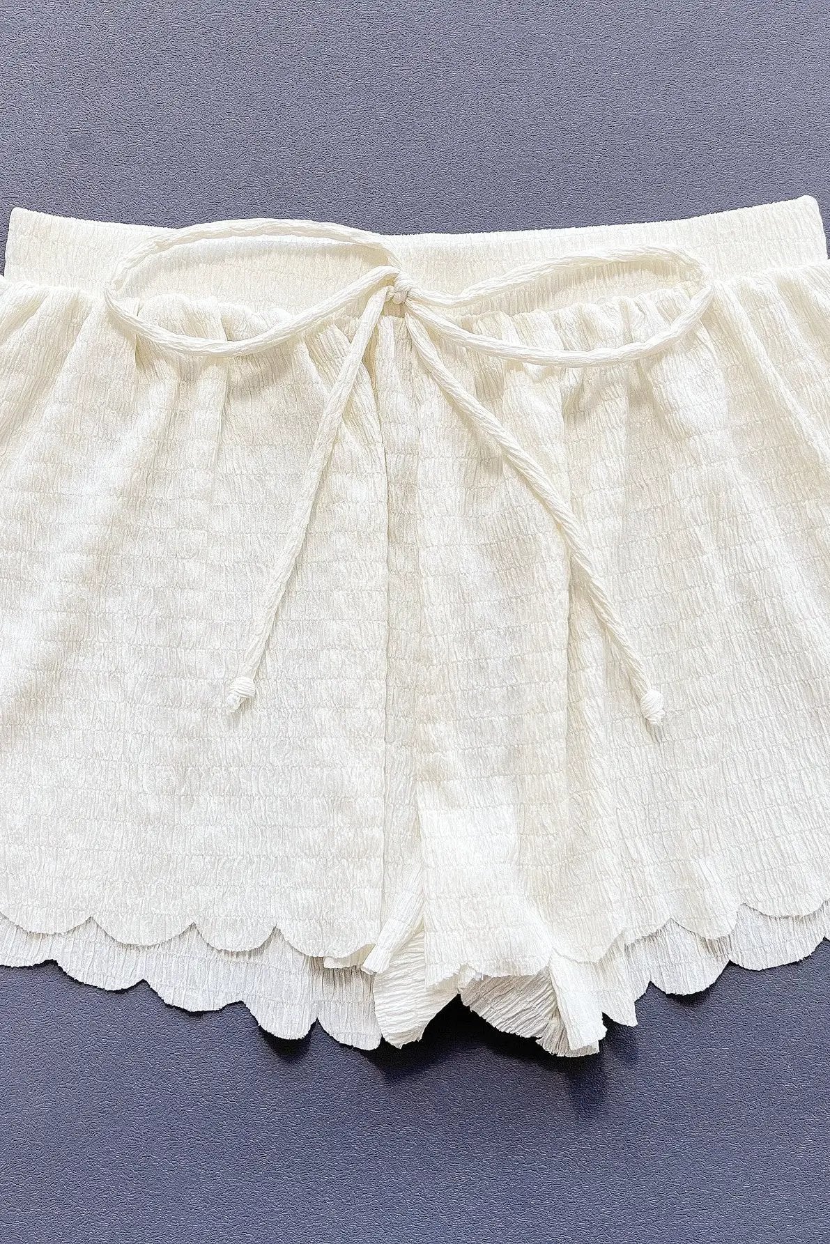 Sexy White Textured Triangle Cheeky Bikini Shorts 3Pc Swimsuit Set