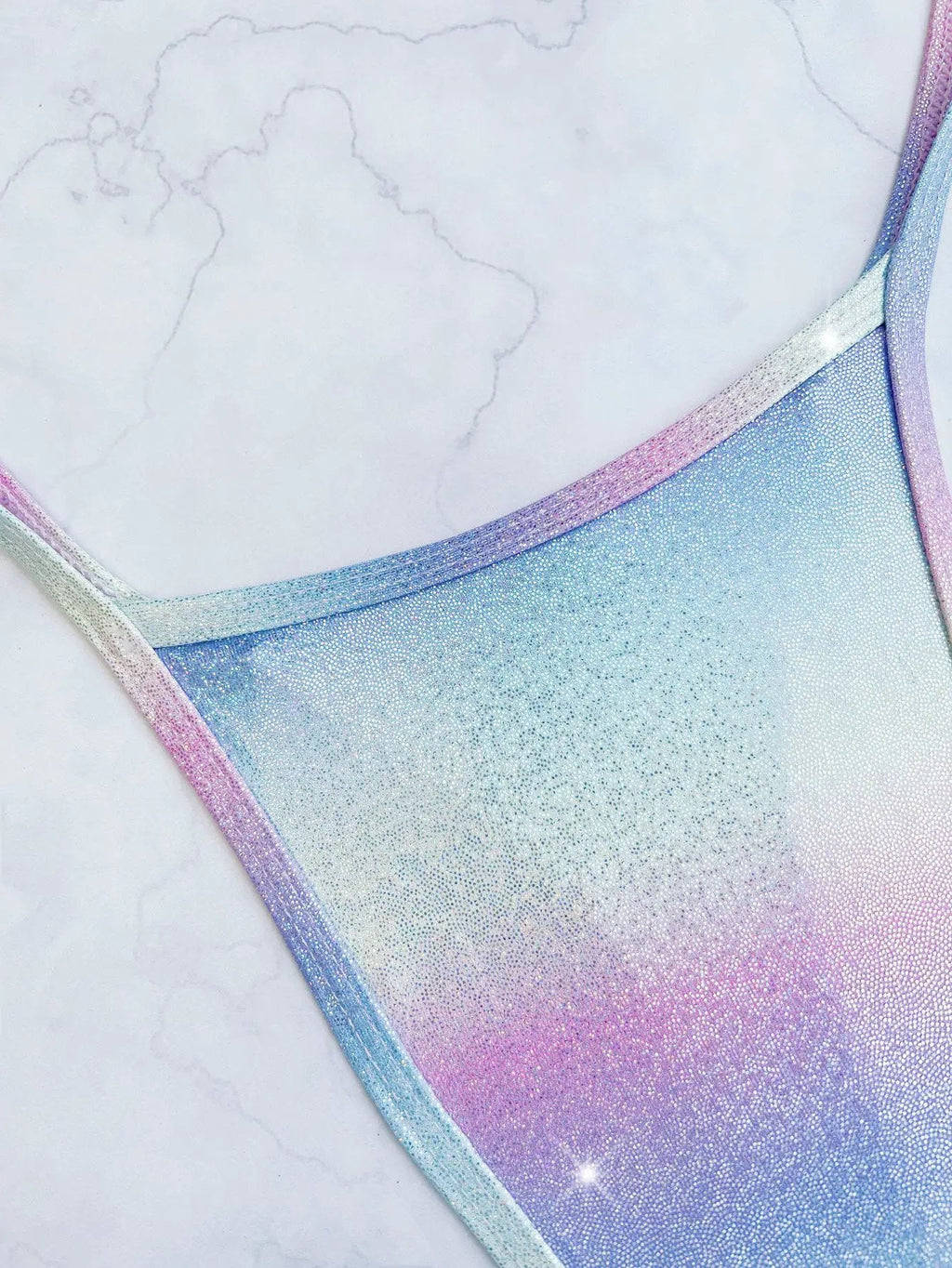 Unicorn Holographic Metallic Strappy Thong Sexy Monokini Swimsuit