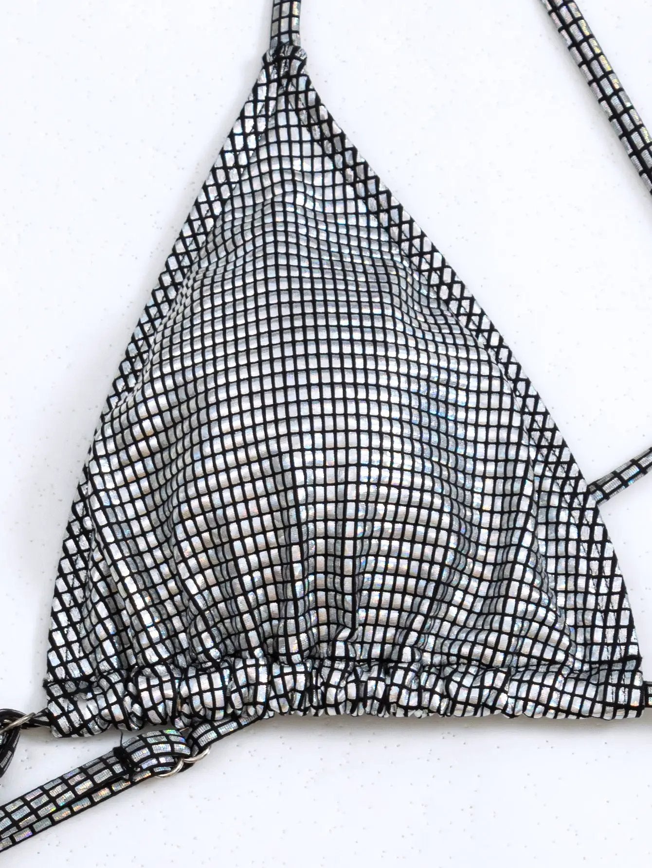 Silver Holographic Strappy Push-Up Thong Sexy Monokini 1Pc Swimsuit
