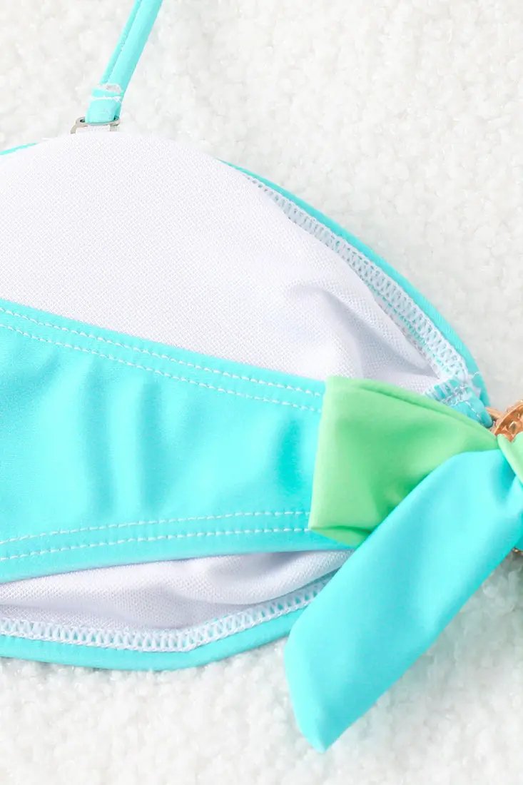 Green Blue Gemstone Rhinestone Headband/Belt 3Pc Sexy Swimsuit Set