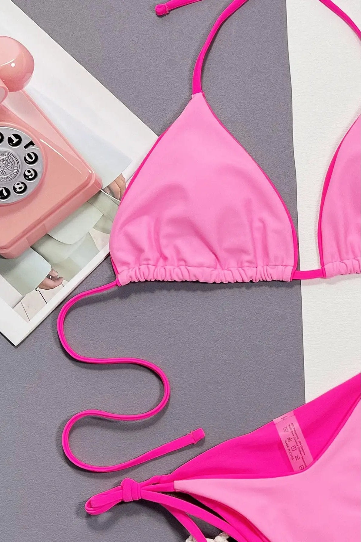 Pink Neon Pink Reversible Cheeky 2Pc Swimsuit Trim Bikini