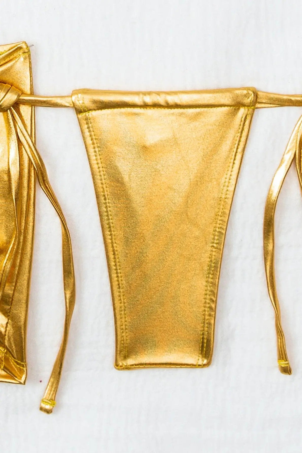 Gold Metallic Rhinestone Starfish Cheeky Cover-Up Sexy 3Pc Swimsuit Set