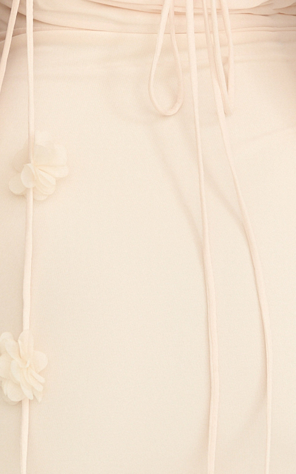 Penny Mini Dress - Draped Cowl Neck 3D Flower Fitted Dress in Cream