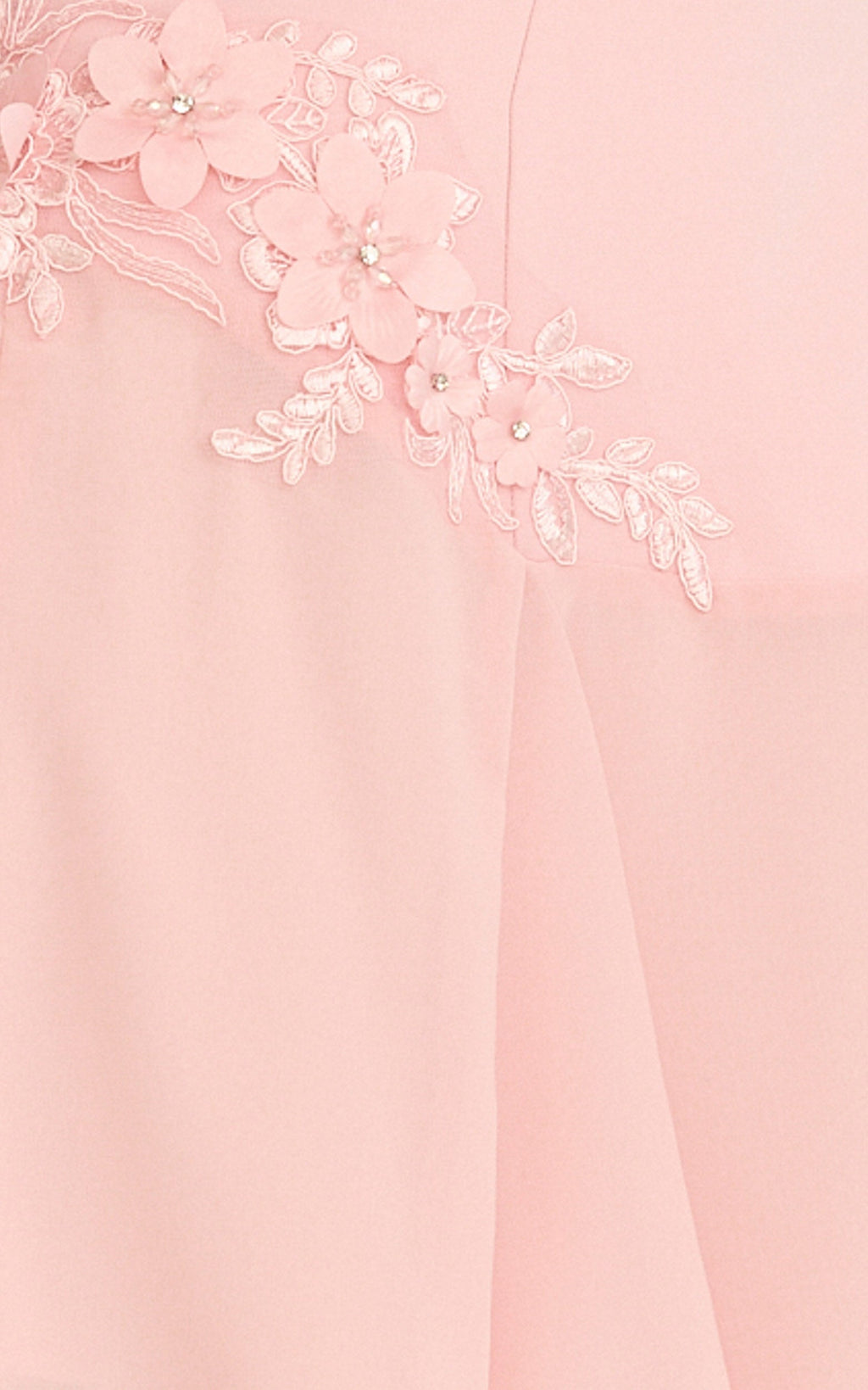 Penny Mini Dress - Strapless Corset Bodice Floral Embellished Godet Dress in Soft Pink