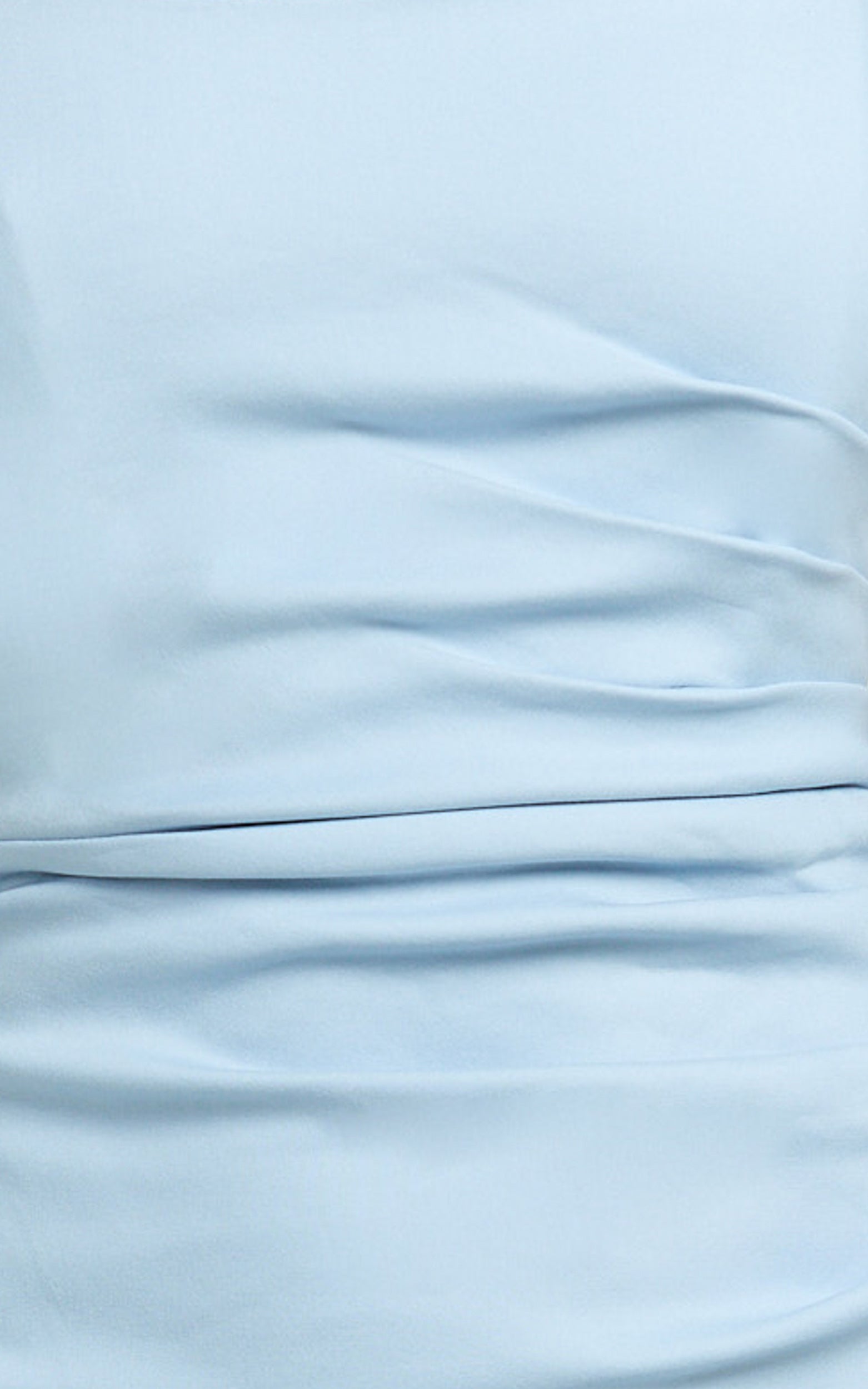 Pietra Midi Dress - Scoop Neck Side Seam Tucks Fitted Dress in Soft Blue