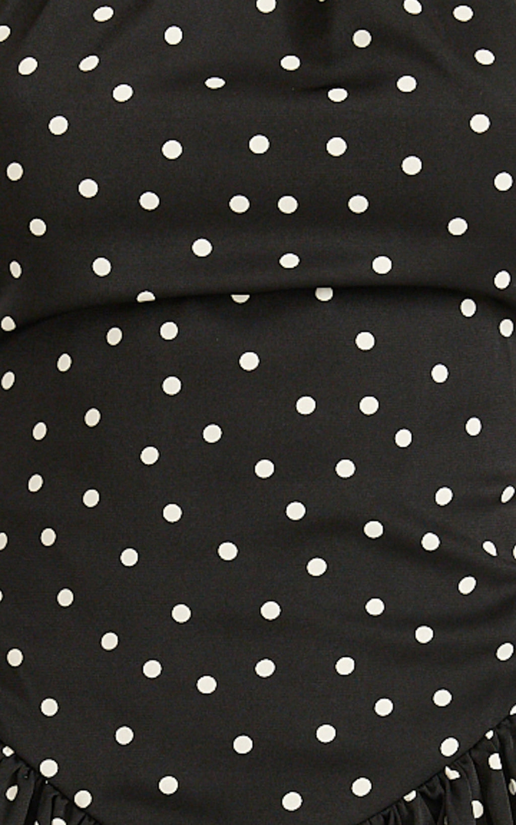 Ruby Mini Dress - Halter Neck Tie Drop V Waist  Gathered Dress in Black Polka Dot Print