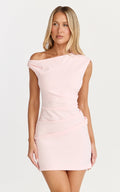 Vilma Mini Dress - One Shoulder Bodycon Dress in Pink