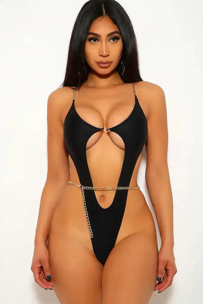 Black Chained Cut Out Monokini