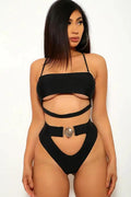 Black Cut Out Padded Two Piece Swimsuit