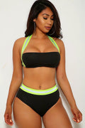 Black Neon Lime Reflective Two Piece Swimsuit