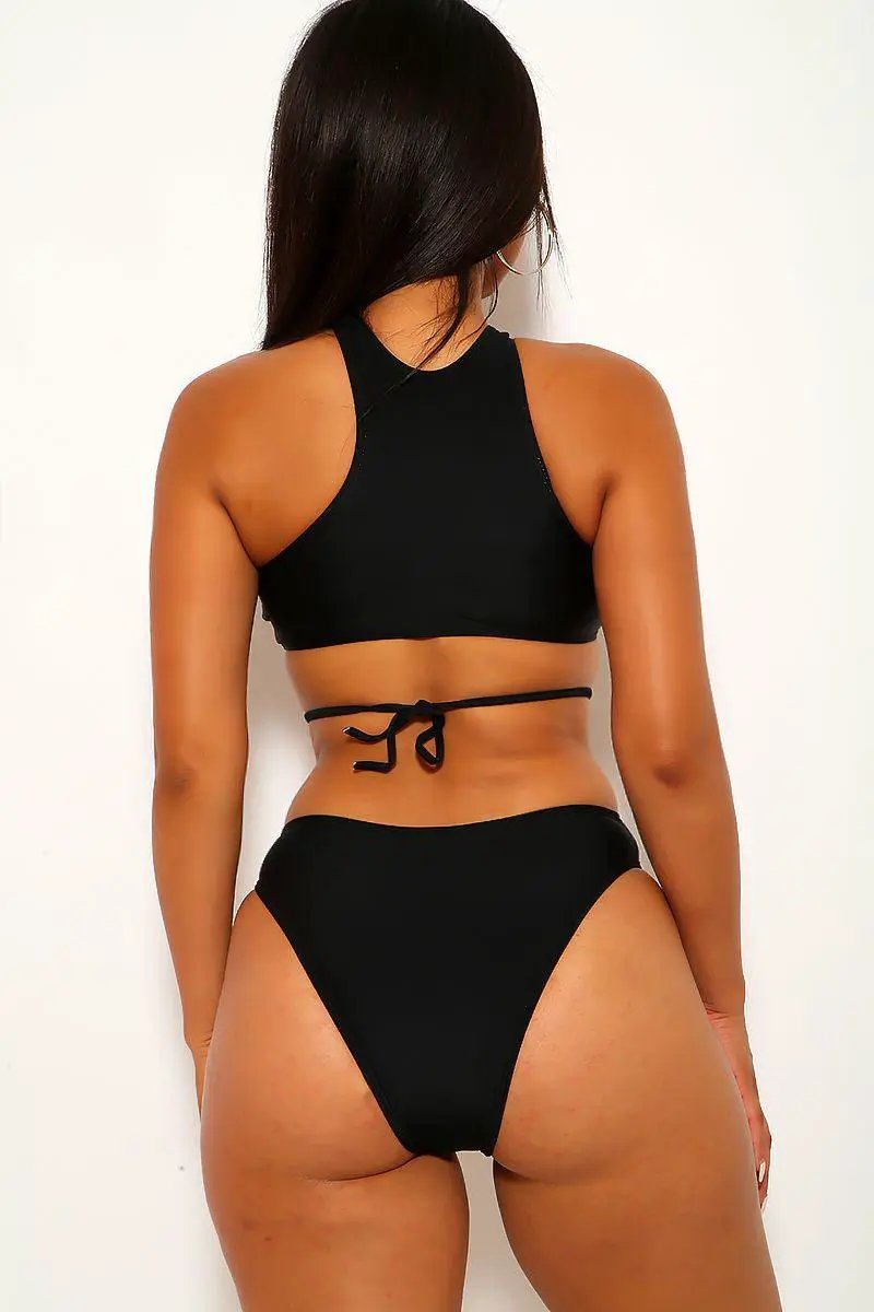 Black Strappy Two Piece Swimsuit