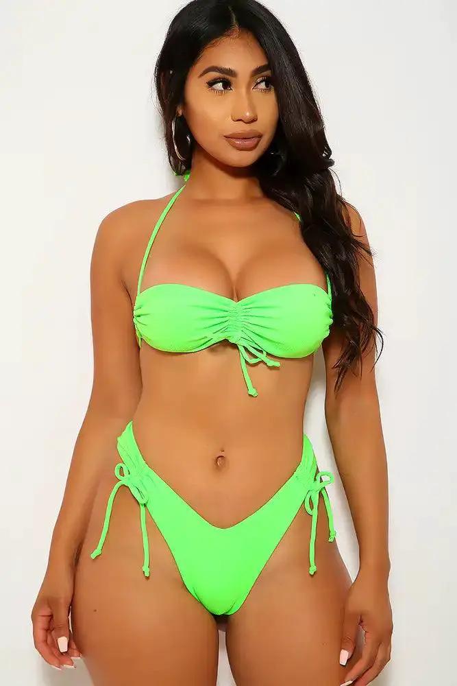 Lime Ribbed Two Piece Swimsuit