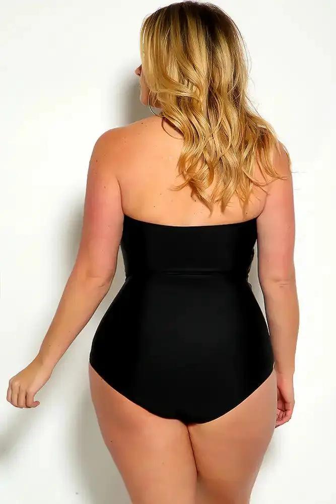 Sexy Black Cut Out Halter One Piece Swimsuit