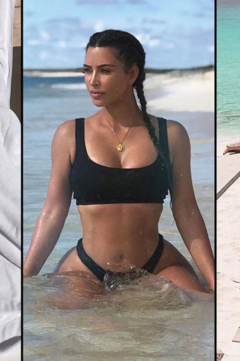 Sexy Black High Shine Two Piece Swimsuit - As Seen On Kim K