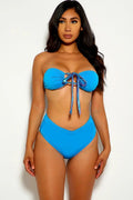 Turquoise Tie knot Two Piece Swimsuit