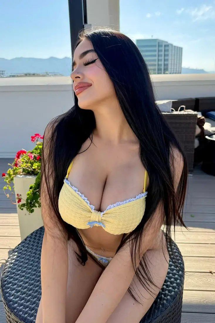 Yellow Textured Bow Lace Sexy 2Pc Swimsuit Set Bikini